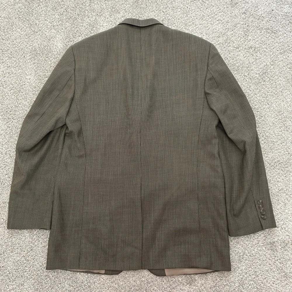 Lauren‎ Ralph Lauren Blazer 46L Brown Micro Houndstooth Wool Sport Coat 2 Button
